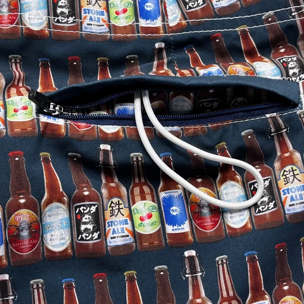 Toes on the Nose Men Swim Trunks Beer Bottle Print Party Y2K‎ Size 32 USA